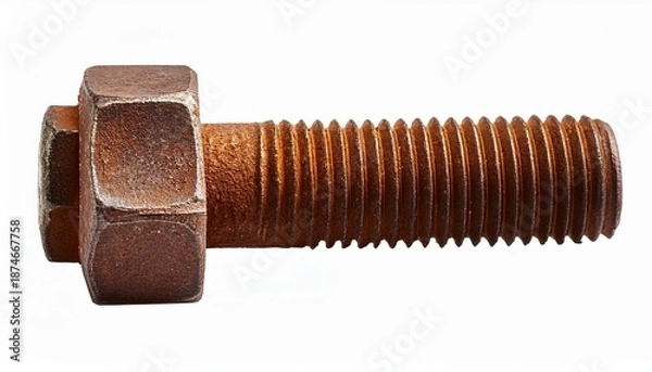 Obraz rusted hex head bolt isolated on a white background