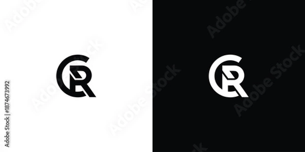 Fototapeta c r initial monogram vector icon illustration