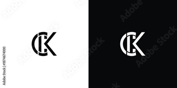 Fototapeta c k initial monogram vector icon illustration