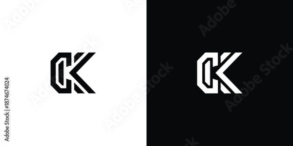 Fototapeta c k initial monogram vector icon illustration