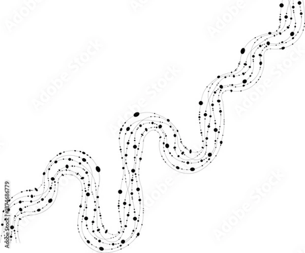 Fototapeta Zigzag motion flows through wave bends with dots marking cadence.