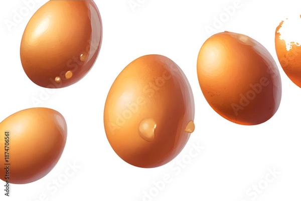 Obraz Raw brown chicken eggs isolated transparent