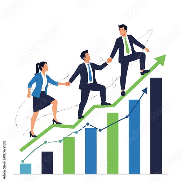 Obraz Business Professionals Climbing Graph Together.