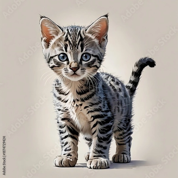 Obraz エジプシャンマウの子猫の自然な立ちポーズ