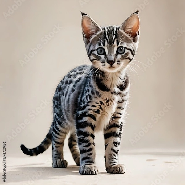 Obraz エジプシャンマウの子猫がちょこんと立つ姿