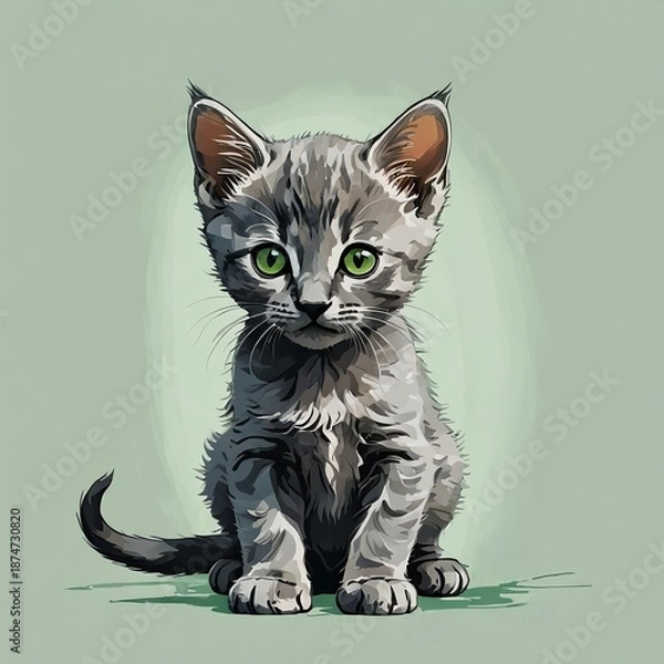 Obraz コラットの子猫が静かに座るポーズ