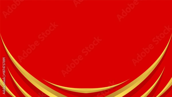 Obraz Red abstract wave background with smooth flowing curves. with empty space.