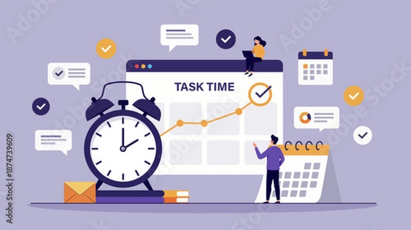 Obraz Time management productivity vector illustration illustration