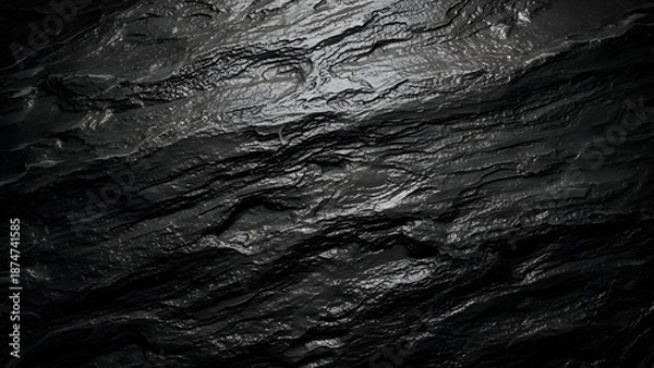 Obraz Dark Wavy Surface with Light Reflection.