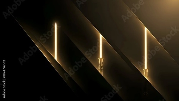 Obraz Three Neon Lights in Dark Space.