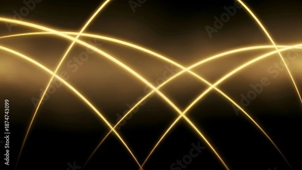 Obraz Golden Light Trails on Dark Background.