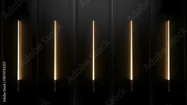 Obraz Five Neon Lights in Dark Room.