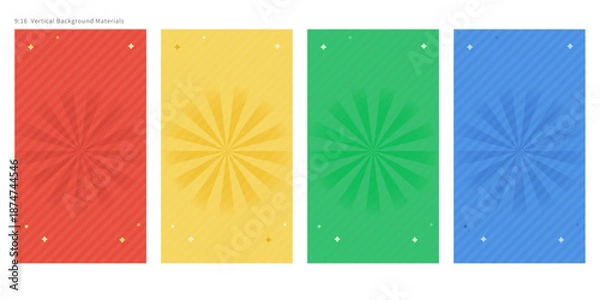 Obraz 9:16 縦長 放射線背景 4色セット｜SNS・キャンペーン向け