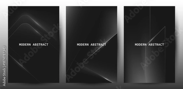 Obraz Modern Abstract Black Background Set with Glowing Lines