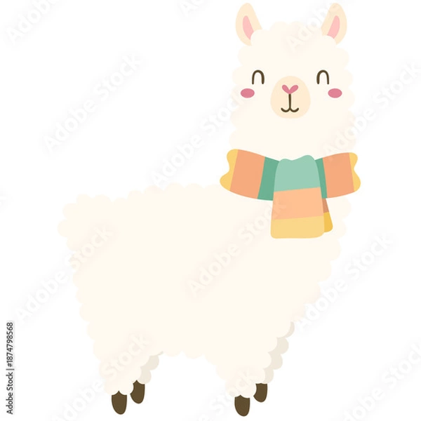 Obraz White alpaca with scarf 