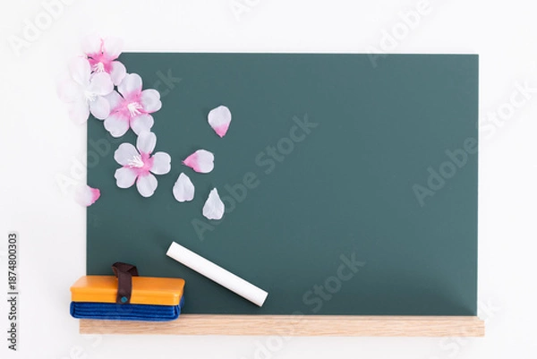 Obraz 黒板と桜