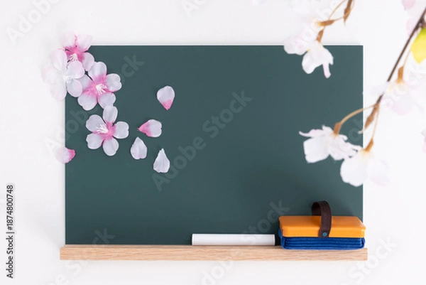 Obraz 黒板と桜