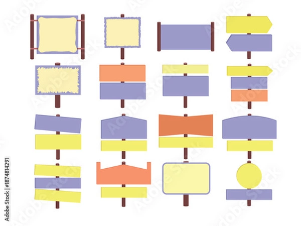 Obraz Blank empty board placard for information or decoration mockup bundle
