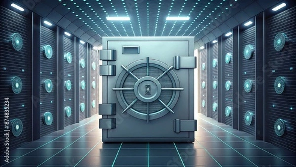Fototapeta Futuristic Secure Digital Document Vault with Encryption and Cloud Data Protection