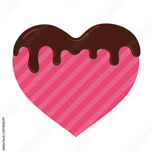 Obraz チョコがけハートのバレンタインイラスト-1