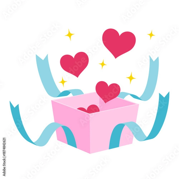 Obraz ハートが飛び出すギフトボックス