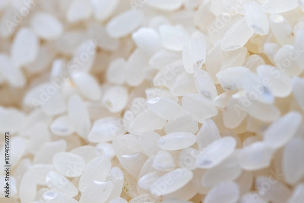 Obraz 生の白い米粒にクローズアップ