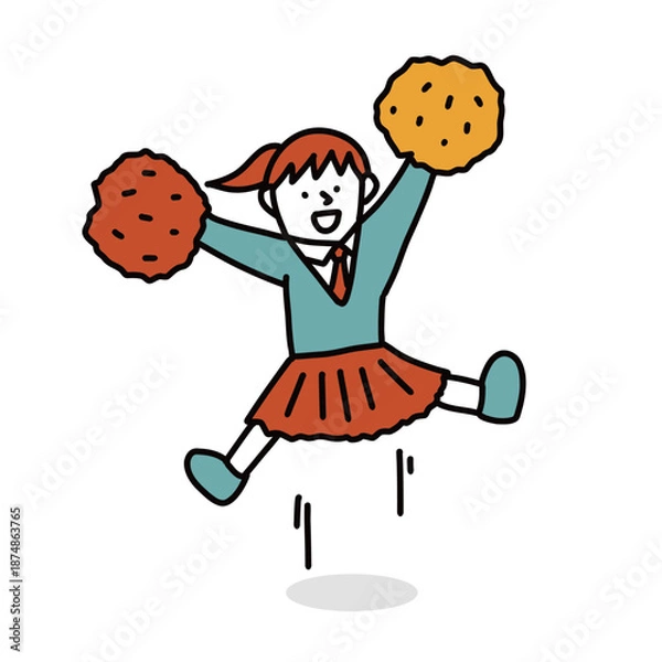 Obraz 応援するチアガールの女の子のイラスト