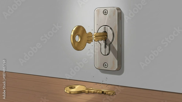 Obraz Broken key showing security and access problem.