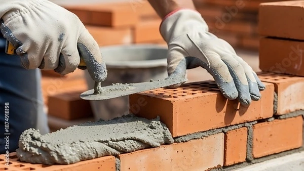 Obraz worker with bricks