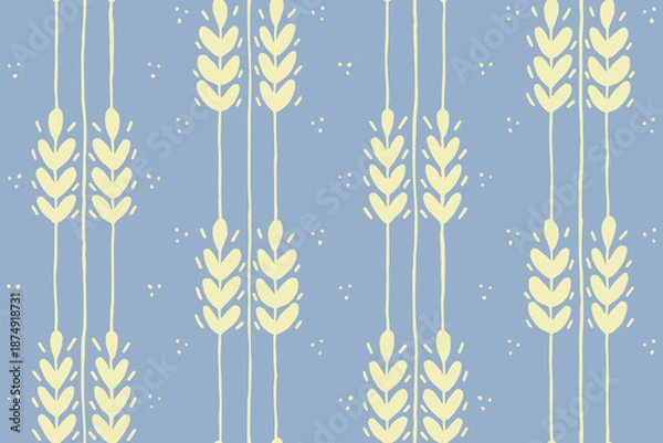 Obraz Minimal vertical stripe pattern featuring stylized wheat plants