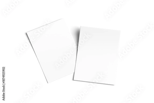 Obraz Empty paper note template of A4 format with soft shadow isolated on white background. 3d rendering