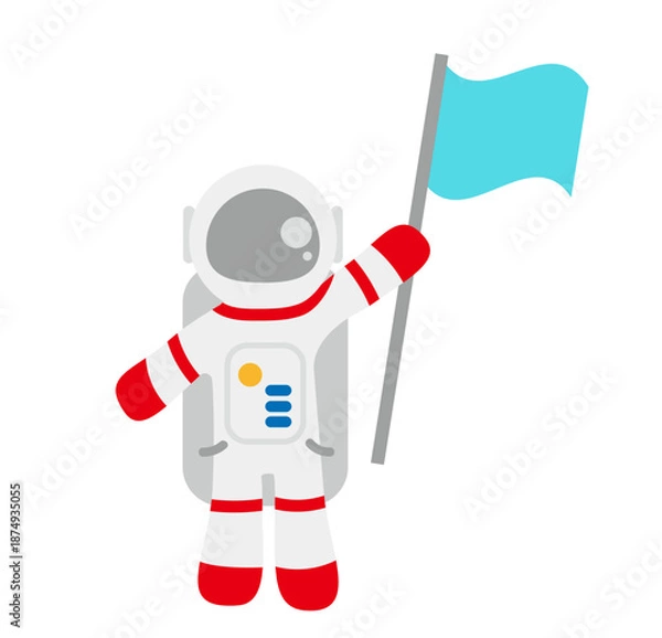Obraz シンプルな旗を持つ宇宙飛行士のイラスト素材