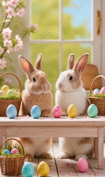 Obraz easter bunny with easter eggs