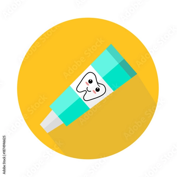 Obraz Toothpaste icon on yellow background.