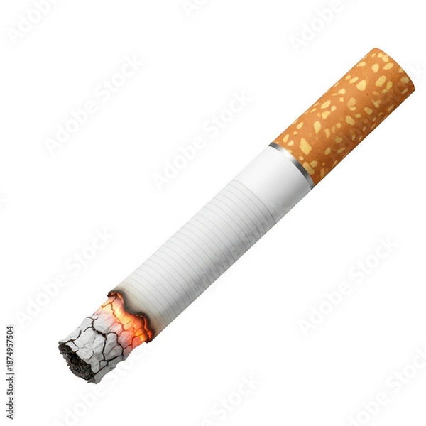 Obraz Burnt cigarette isolated on transparent background