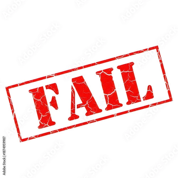 Obraz Red cracked fail stamp isolated on transparent background