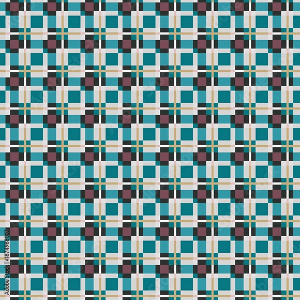 Obraz Classic Teal Burgundy Plaid Pattern