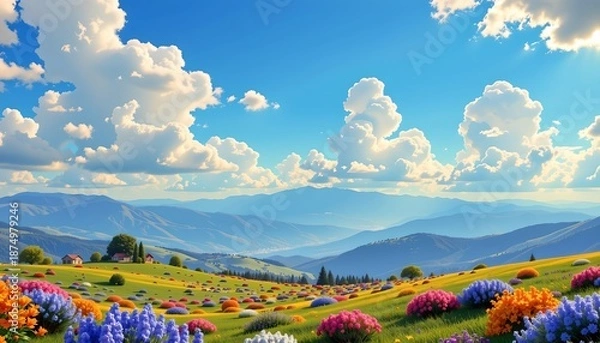 Obraz Vivid Sunset Over Serene Mountain