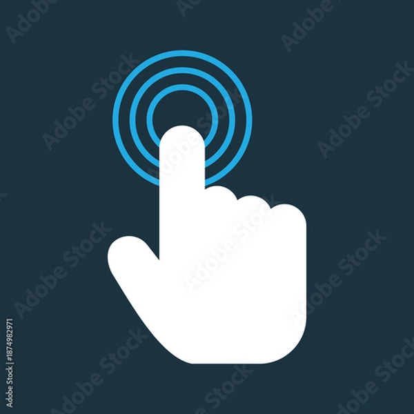 Obraz Touchscreen tap icon with finger and ripple effect