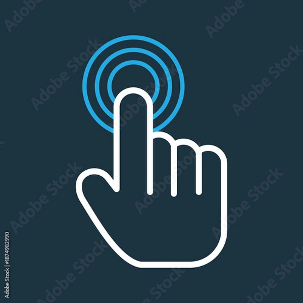 Obraz Touchscreen tap icon with finger and ripple effect