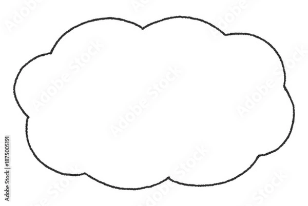 Fototapeta 手描き風の雲型のフレーム （横長・内側が白背景）