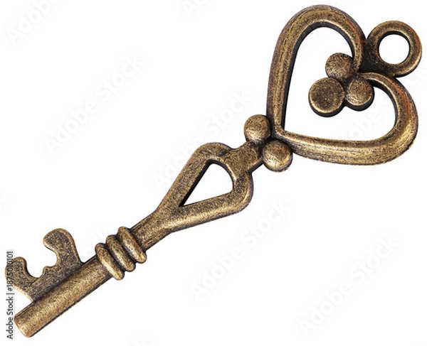 Obraz Golden heart shape key