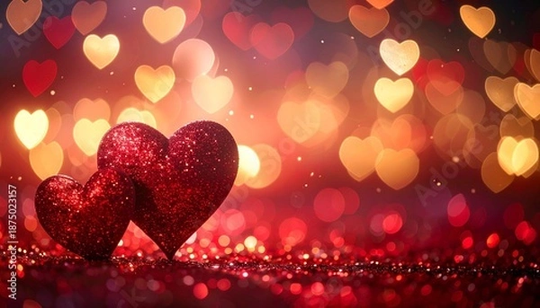 Obraz きらめくハートが並ぶ華やかな背景