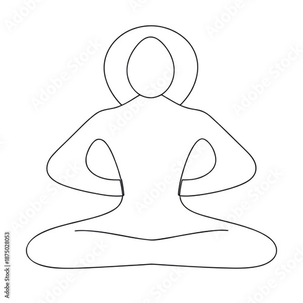 Obraz continuous one line art vector drawing of man doing exercise