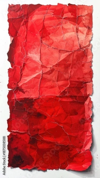 Obraz Red crumpled paper with torn edges