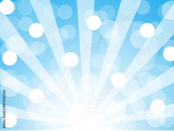 Fototapeta 青色の光の玉ボケと集中線