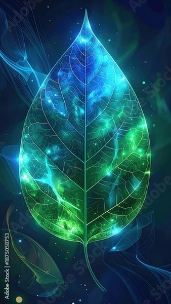 Obraz Luminous gradient leaf