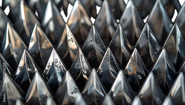 Obraz Abstract metallic spikes form an angular pattern with detailed texture