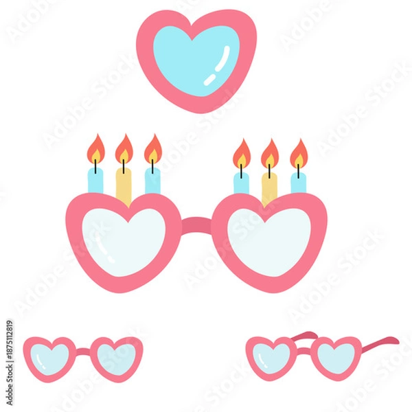 Obraz 하트모양 안경 일러스트