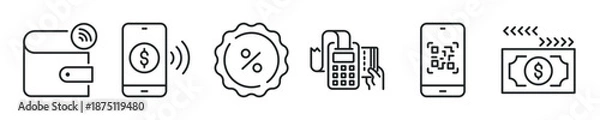 Obraz Electronic Payment thin line icon set. Web minimal editable stroke icons